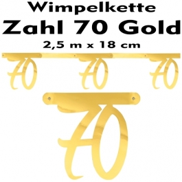 Wimpelkette zum 70. Geburtstag in Gold