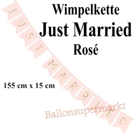 Wimpelkette Just Married, rosa