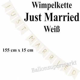 Wimpelkette Just Married, weiß