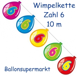 Wimpelkette Balloonshape zum 6. Geburtstag