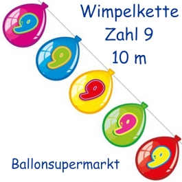 Wimpelkette Balloonshape zum 9. Geburtstag