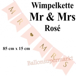 Wimpelkette Mr & Mrs, rosa