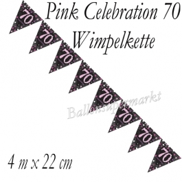 Wimpelkette Pink Celebration 70 zum 70. Geburtstag