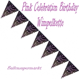 Wimpelkette Pink Celebration Birthday zum Geburtstag