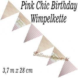 Wimpelkette Pink Chic Birthday zum Geburtstag