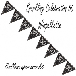 Wimpelkette Sparkling Celebration 50 zum 50. Geburtstag
