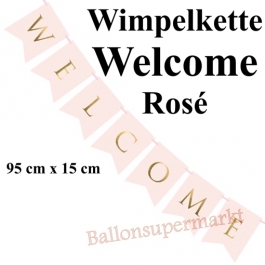 Wimpelkette Welcome, rosa