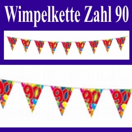 Wimpelkette Zahl 90