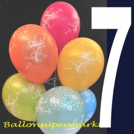 Luftballons mit der Zahl 7, Latexballons mit Zahlen, zum siebten Geburtstag