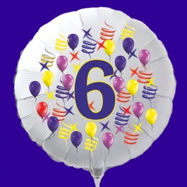 Zahlen-Luftballon aus Folie, Zahl 6, zu Geburtstag und Jubiläum
