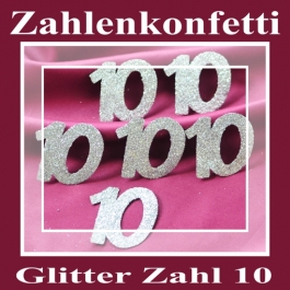 Zahlendekoration Glitter-Konfetti, Zahl 10