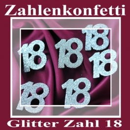 Zahlendekoration Glitter-Konfetti, Zahl 18