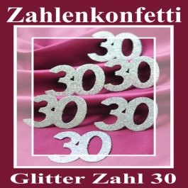 Zahlendekoration Glitter-Konfetti, Zahl 30