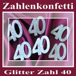 Zahlendekoration Glitter-Konfetti, Zahl 40