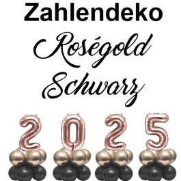 Zahlendekoration Silvester 2025 roségold 36cm grosse Zahlenluftballons