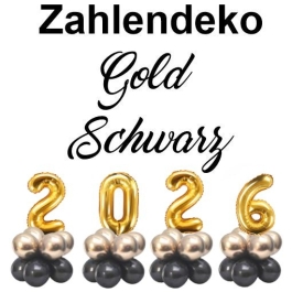 Zahlendekoration Silvester 2026 gold 36cm grosse Zahlenluftballons