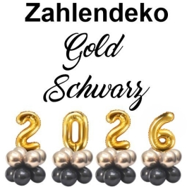 Zahlendekoration Silvester 2026 gold 36cm grosse Zahlenluftballons