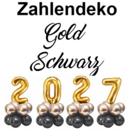 Zahlendekoration Silvester 2027 gold 36cm grosse Zahlenluftballons
