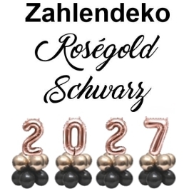 Zahlendekoration Silvester 2027 roségold 36cm grosse Zahlenluftballons