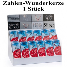 Zahlenwunderkerze Silber, 1 Stück