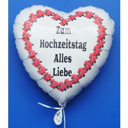 Zum Hochzeitstag Alles Liebe, Luftballon aus Folie mit Ballongas-Helium
