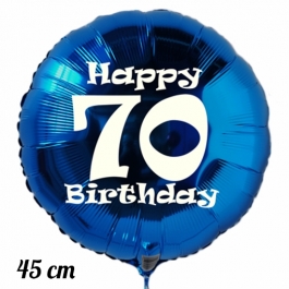 Luftballon aus Folie, blau, rund, 45 cm, zum 70. Geburtstag