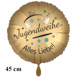 Zur Jugendweihe Alles Liebe, Rundballon in Gold, 45 cm
