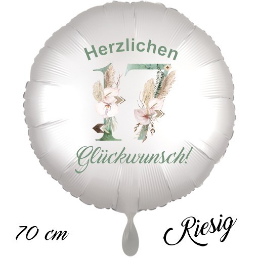 Sprüche Zum 17 Geburtstag Von Mama Herzlichen Glückwunsch Boho. Großer Luftballon zum 17. Geburtstag mit