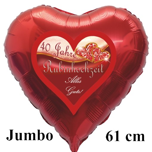 Folienballon Herzliche Gluckwunsche Zur Rubinhochzeit Folienballon Inklusive Heliumfullung Grußkarten, einladungen, dankeskarten zum 40. ballonsupermarkt onlineshop