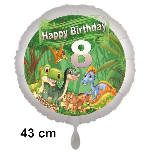Dino Luftballon Set – 8 Stück, Aluminiumfolie, Für Dinosaurier-Geburtstag & Mottopartys