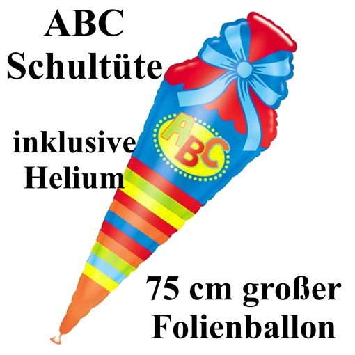Luftballon aus Folie Schultüte Heliumballon Schulbeginn Beschriftbare Zuckertüte 