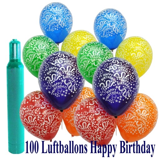 Maxi Set 5 100 Luftballons Mit Helium Happy Birthday Geburtstag