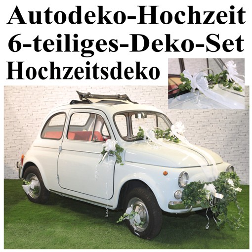 Autodekoration Hochzeit Deko-Set 6-teilig Farbauswahl