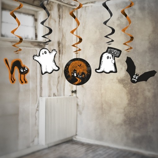 Halloween Swirl-Dekoration, Boo, 5 Stück - Halloween Partydeko