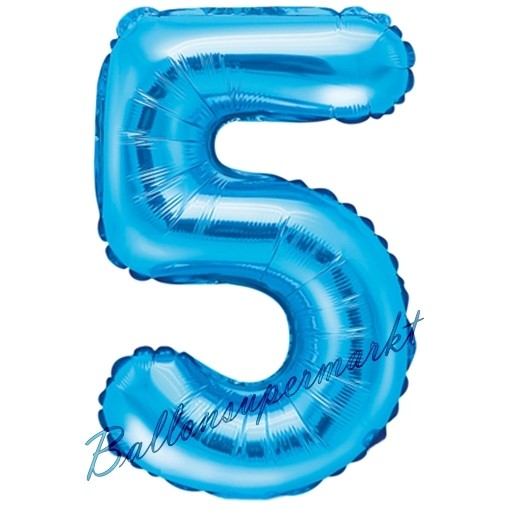 Folieballon zum 5 Geburtstag Zahl 5 in Stern 35cm blau 