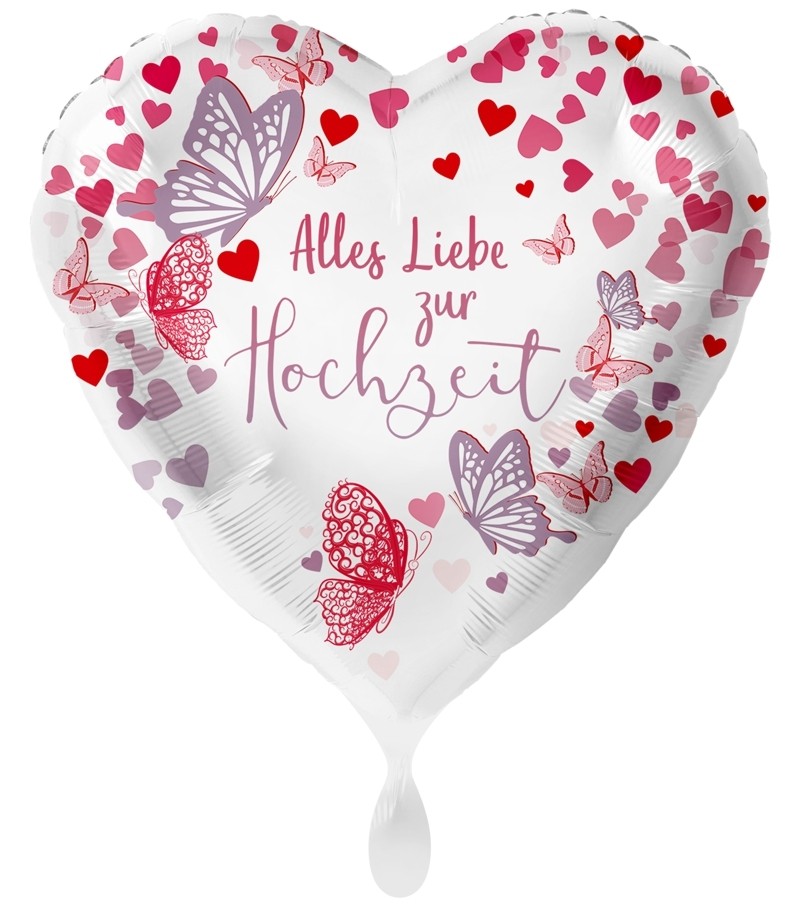 Alles Liebe zur Hochzeit, Schmetterlinge, Folienballon ohne Helium