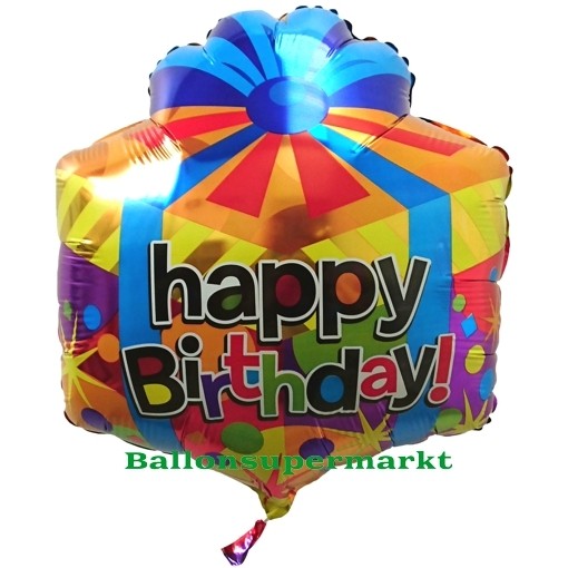 3er Set Folienballons Geburtstag – Happy Birthday, Geschenk & Sterne, Groß (bis 90 Cm)