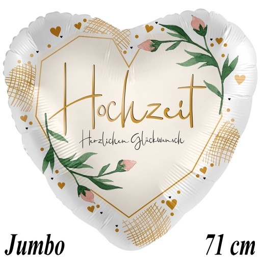 Satin Hochzeit, Herzlichen Glückwunsch, Jumbo Folienballon, Herz
