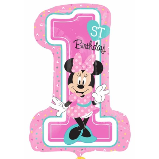 1 Geburstag Minnie Mouse Maus Folien Luft Ballon Erste Zahl 1 Pink Babyshower 