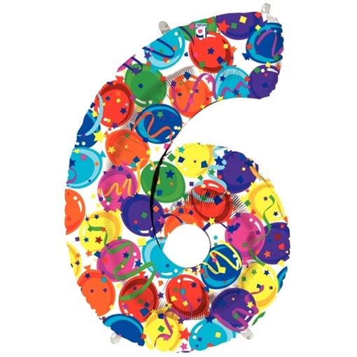 Folat Zahlen Luftballon 6 - Holografischer Folienballon 72cm Ohne Helium