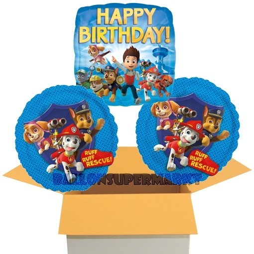 3 Luftballons Paw Patrol Happy Birthday Folienballon Mit Ballongas