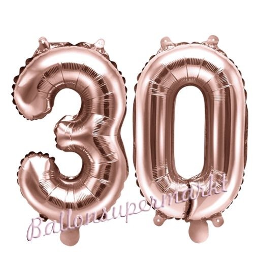 Folien-Luftballon „30. Geburtstag“ In Roségold Glitzer – 45 Cm Groß Für Helium Oder Luft