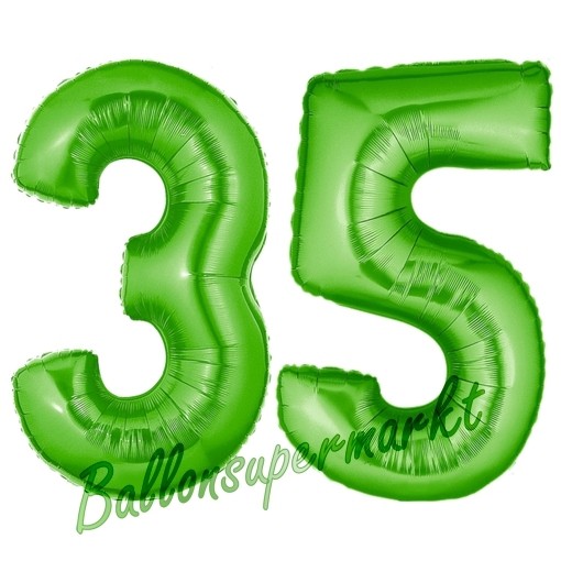 35. Geburtstag Deko Set - Grüne Folienballons + Banner Für Geburtstagsfeier