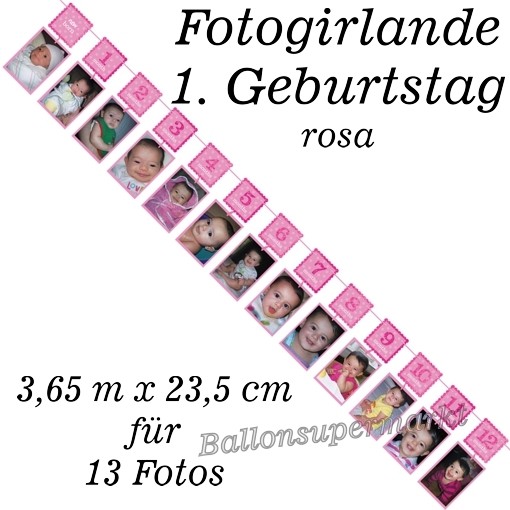 18. Geburtstag Girlande Mit Fotorahmen – 18 Karten Von 1-18 Jahren, Schwarz Glitzernd, Mit Schnur