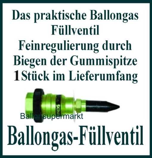 Ventil zum Befüllen von Luftballons mit Helium Ballongas