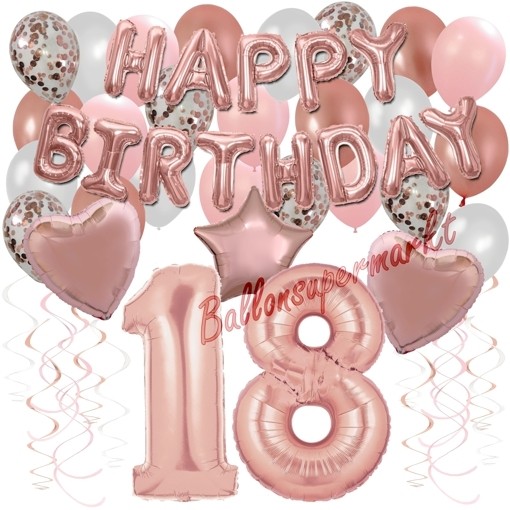 18 Geburtstag Party Luftballons pink L 27,5 cm Jubiläum aufblasbare Deko 