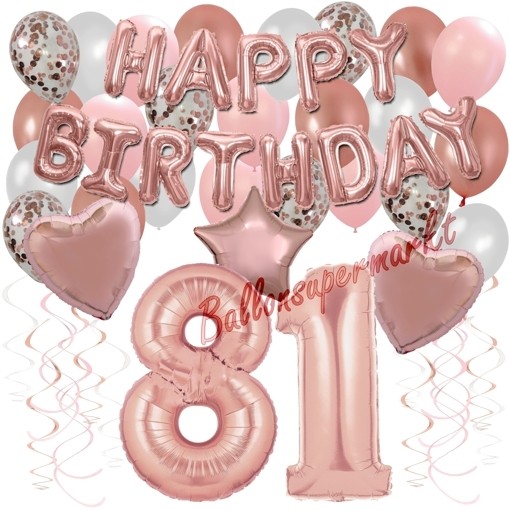 6 Hängende Wirbel-Geburtstagsdekorationen – 81 Cm, Für 50. Geburtstag, Rosa & Silber Glitzer, Party-Deko