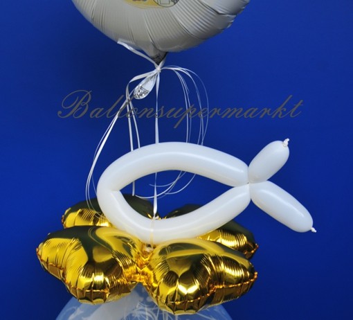 10 Kommunion Luftballons Mit Fischmotiv | Weiße Ballons Für Taufe, Konfirmation | Christliche Deko