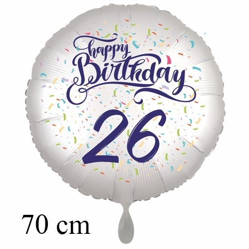 Happy Birthday Konfetti, großer Luftballon zum 26. Geburtstag 26