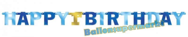 Happy Birthday Banner Blau & Orange – Süße Partydeko Für Kindergeburtstag & 1. Geburtstag